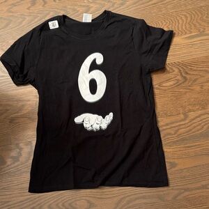 Black T-Shirt with White Number 6 Graphic